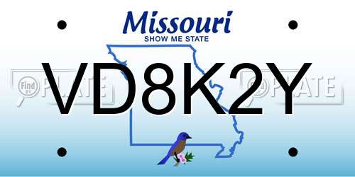 VD8K2Y Missouri License Plate