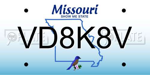 VD8K8V Missouri License Plate