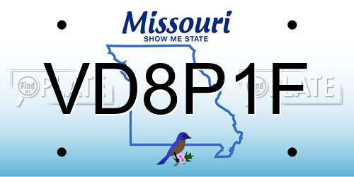 VD8P1F Missouri License Plate