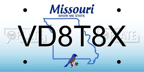 VD8T8X Missouri License Plate