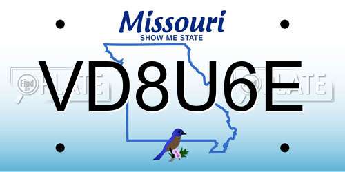 VD8U6E Missouri License Plate