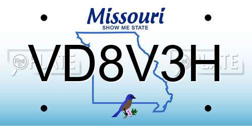 VD8V3H Missouri License Plate