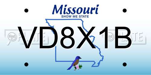 VD8X1B Missouri License Plate
