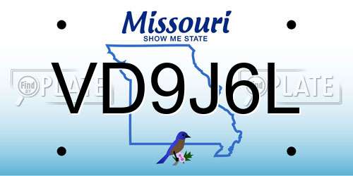VD9J6L Missouri License Plate