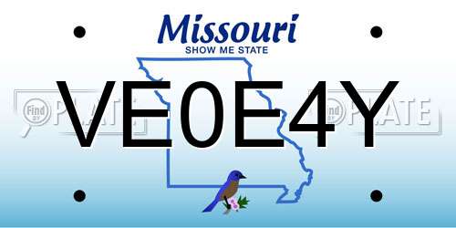VE0E4Y Missouri License Plate