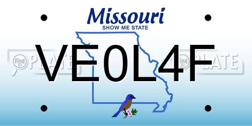 VE0L4F Missouri License Plate