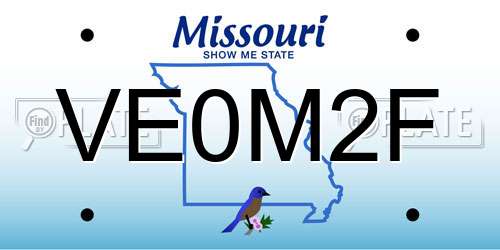 VE0M2F Missouri License Plate