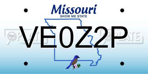 VE0Z2P Missouri License Plate