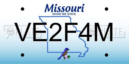 VE2F4M Missouri License Plate