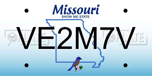 VE2M7V Missouri License Plate