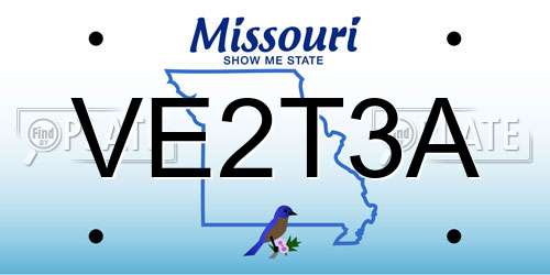 VE2T3A Missouri License Plate