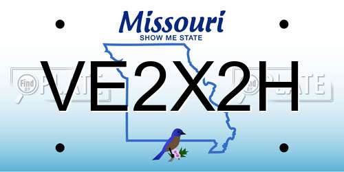 VE2X2H Missouri License Plate