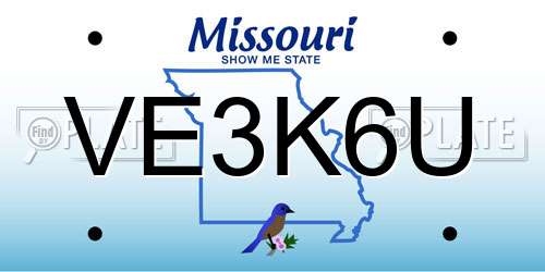VE3K6U Missouri License Plate