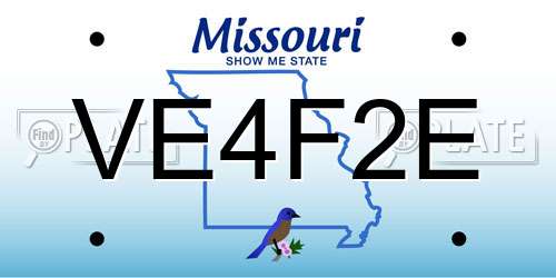 VE4F2E Missouri License Plate