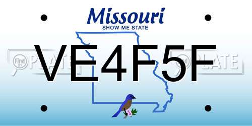 VE4F5F Missouri License Plate
