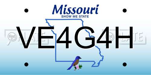 VE4G4H Missouri License Plate