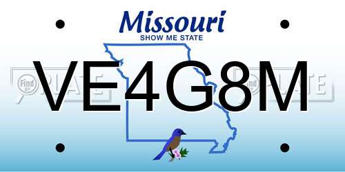 VE4G8M Missouri License Plate