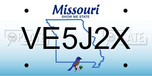 VE5J2X Missouri License Plate
