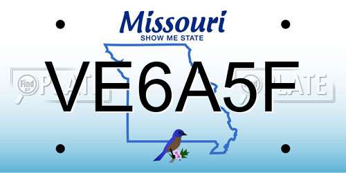 VE6A5F Missouri License Plate