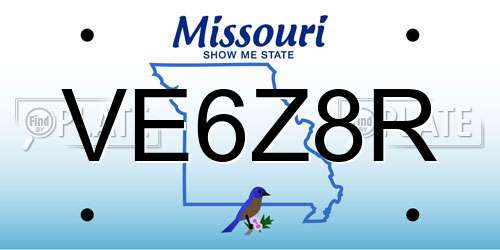 VE6Z8R Missouri License Plate