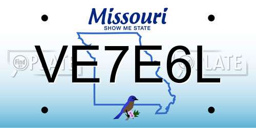 VE7E6L Missouri License Plate
