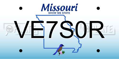 VE7S0R Missouri License Plate