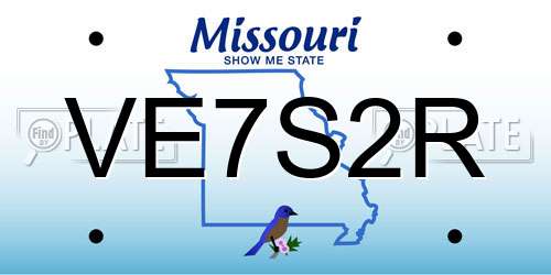 VE7S2R Missouri License Plate