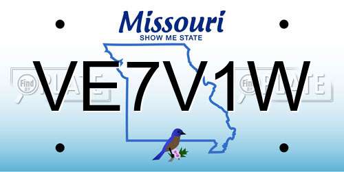 VE7V1W Missouri License Plate