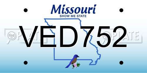 VED752 Missouri License Plate