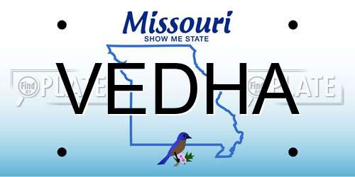 VEDHA Missouri License Plate