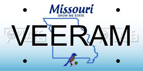 VEERAM Missouri License Plate