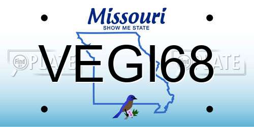 VEGI68 Missouri License Plate