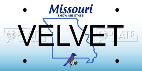 VELVET Missouri License Plate