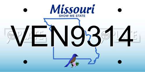 VEN9314 Missouri License Plate