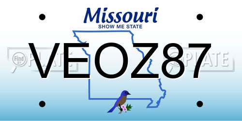 VEOZ87 Missouri License Plate