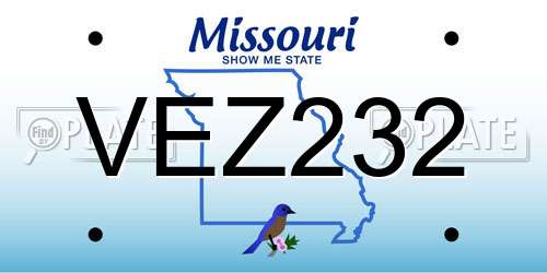 VEZ232 Missouri License Plate