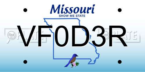 VF0D3R Missouri License Plate