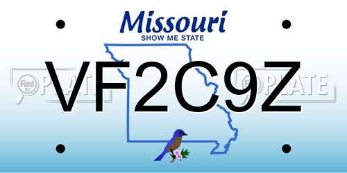 VF2C9Z Missouri License Plate