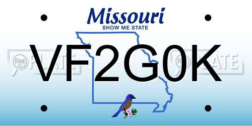 VF2G0K Missouri License Plate