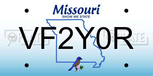 VF2Y0R Missouri License Plate