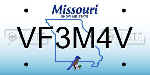 VF3M4V Missouri License Plate