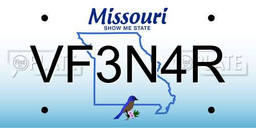 VF3N4R Missouri License Plate