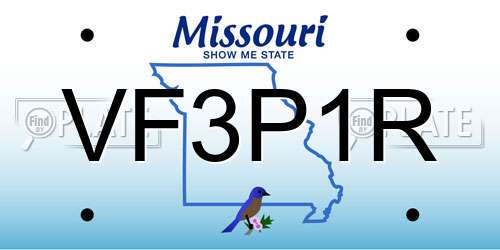 VF3P1R Missouri License Plate