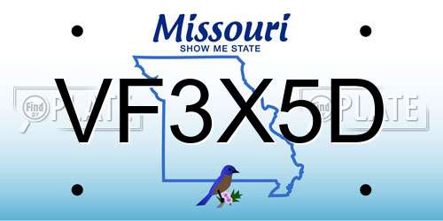 VF3X5D Missouri License Plate