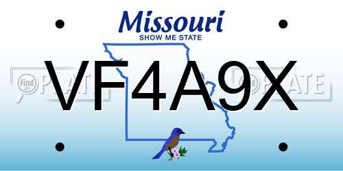 VF4A9X Missouri License Plate