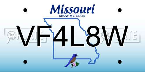 VF4L8W Missouri License Plate