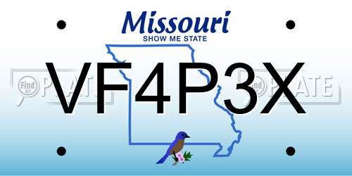VF4P3X Missouri License Plate