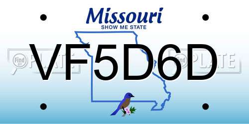 VF5D6D Missouri License Plate