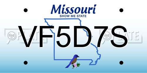 VF5D7S Missouri License Plate