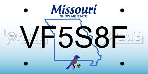 VF5S8F Missouri License Plate